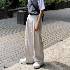 Wide Pants Men Harajuku Solid Color Black White Casual Pants Korean Fashion Streetwear Straight Trousers Techwear Clothes voguable