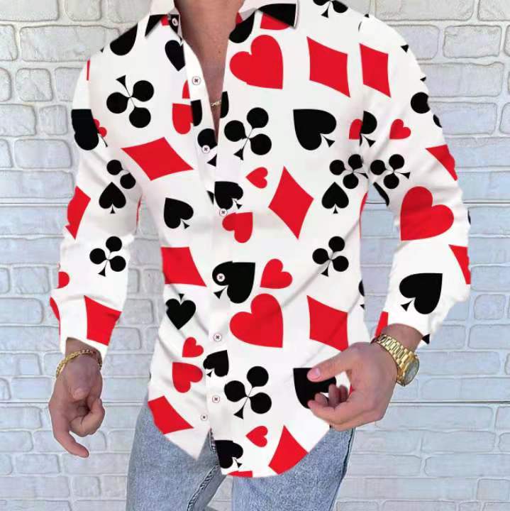 Voguable Men 2022 Spring New Skull Print Shirt Men Fashion Trend Personality Casual Rhinestones Slim Long Sleeve Dress Shirt Men voguable