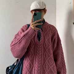 Voguable y2k Jerseys Autumn winter Korean solid color warm sweater men simple Japanese O-neck pullover all-match lovers knit sweater top voguable