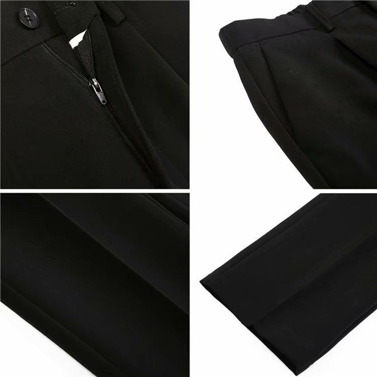 Voguable Ice Silk Men Suit Pants Loose Loose Drape Straight Leg Trousers for Men Thin Wide-leg Casual Ninth Pants Japanese Streetwear voguable