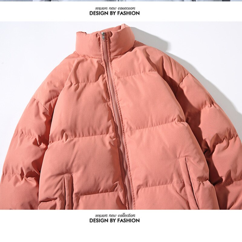 Voguable Big Size Thicken Men Warm Parkas Solid Color Stand Collar Fashion Male Winter Coat Cotton Padded Jacket Harajuku Clothing voguable