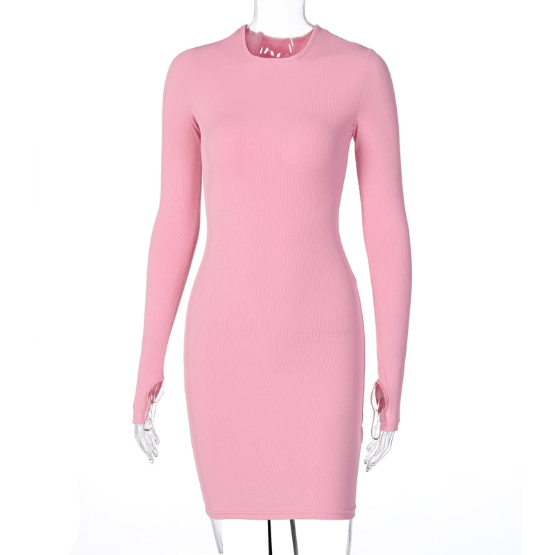 Voguable   2022 Long Sleeve Bodycon Sexy Mini Dress Autumn Winter Women Fashion Streetwear Outfits Party Club Wear voguable