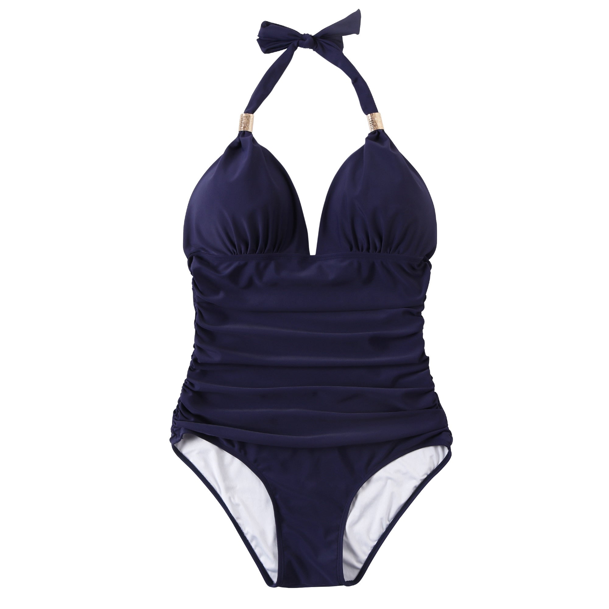 Voguable One Piece Swimsuit Women Solid Bathing Suit Halter Bodysuit Push Up Swimsuit Monokini Beachwear Plus Size Swimwear Tankini 2022 voguable