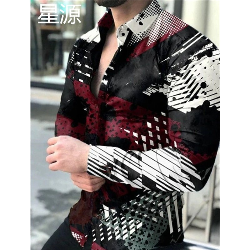 Voguable Men 2022 Spring New Skull Print Shirt Men Fashion Trend Personality Casual Rhinestones Slim Long Sleeve Dress Shirt Men voguable