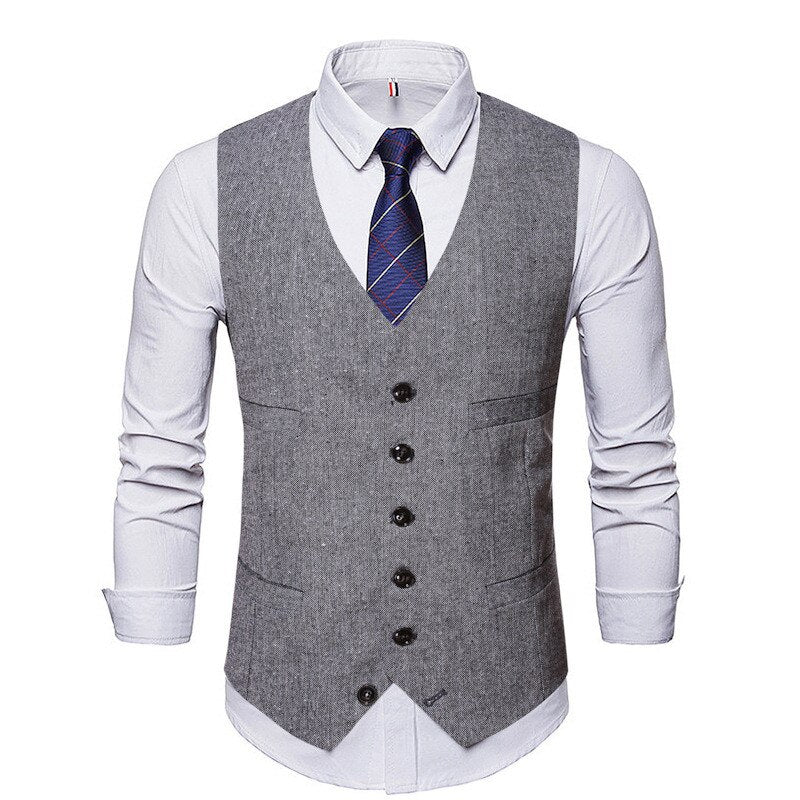 Voguable New arrival Mens Vest Waistcoat Herringbone Single-breasted Jacket J Mens Slim Fit Wool Blazer voguable
