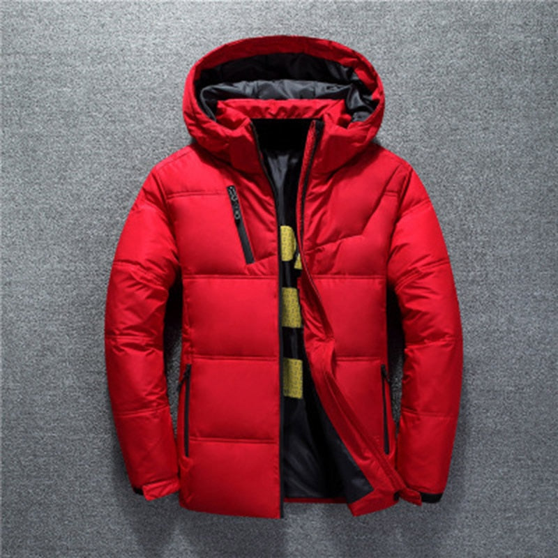 Voguable Winter Jacket Mens High Quality Thermal Thick Coat Snow Red Black Parka Male Warm Outwear White Duck Down Jacket Men voguable