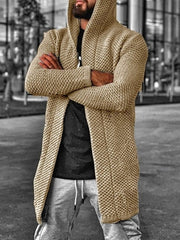 Voguable Sweater Cardigan Men Mid Length Hooded Cardigans Spring Autumn Mens Clothes Lightweight Knit Jacket Plus Size Sweaters Knitwear voguable