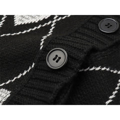 Voguable 2022 Gothic Style Fashion Oversized Black Cardigan For Women Sweater Long Sleeve V-neck Harajuku Loose Vintage Knitwear Tops Coat voguable
