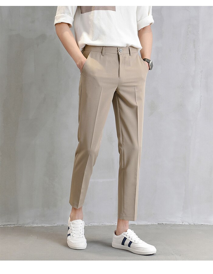 Voguable 2022 New Thin Casual Pants Korea Style Straight Slim Suit Bottoms 3 Colors Classic Fashion Business Leisure Solid Color Trousers voguable
