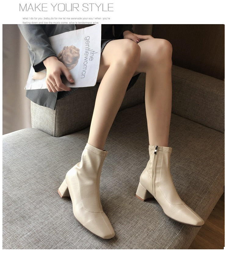 Shoes  White Ankle Boots Winter Footwear Clogs Platform Boots-Women Zipper Luxury Designer Low 2020 Med Fashion Rubber Autumn voguable