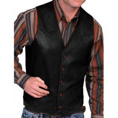 European Style Men's Vest Fashion Retro Casual Solid Color V-neck Single-breasted Western Sleeveless Men Waistcoat Suit Vest voguable