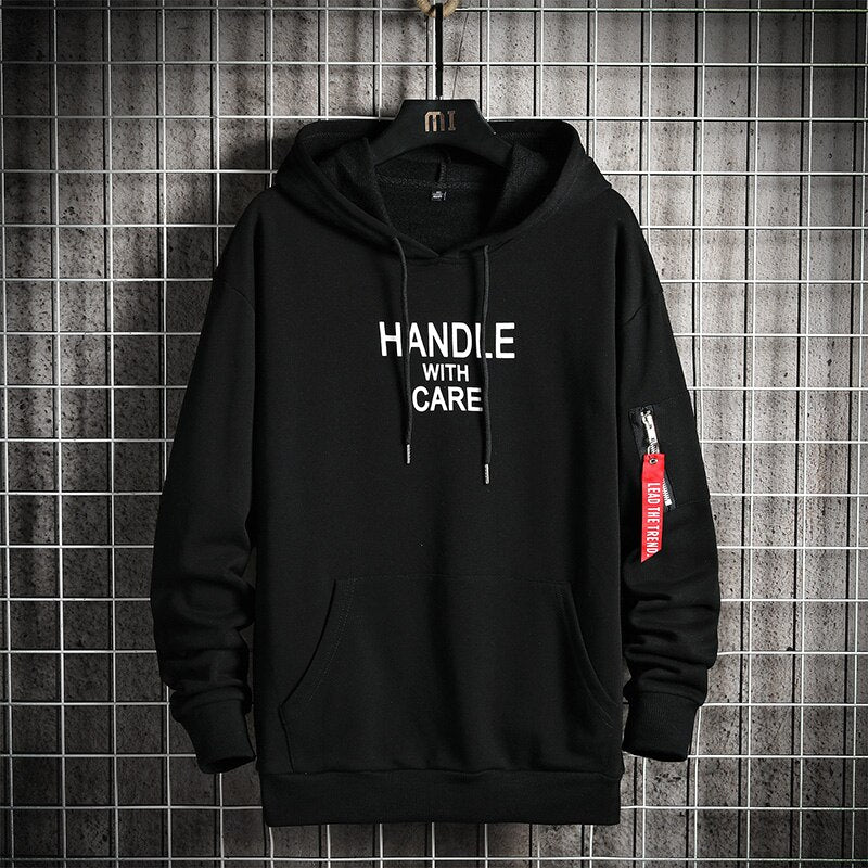 Men Hoodies Autumn Fleece Solid Oversized Sweatshirts Hip Hop Japanese Streetwear Harajuku Casual Black Hoodie Men voguable