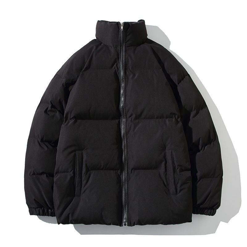 Voguable Big Size Thicken Men Warm Parkas Solid Color Stand Collar Fashion Male Winter Coat Cotton Padded Jacket Harajuku Clothing voguable