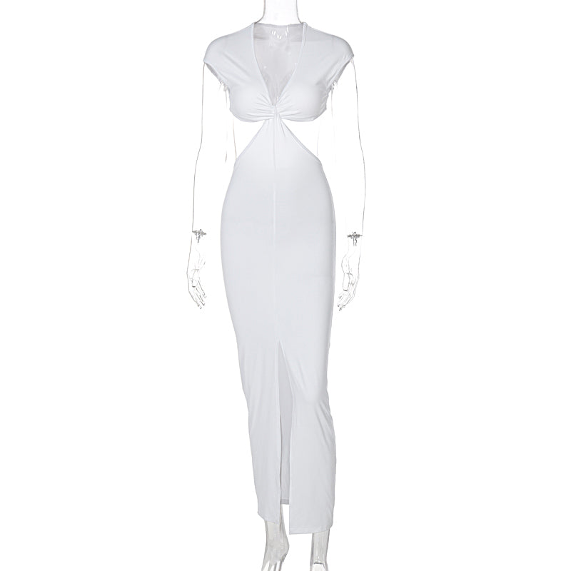 Voguable 202 Sleeveless Backless Hollow Up Sexy Long Dress Summer Women Fashion Streetwear Outfits Solid Club Clothing Y2K voguable