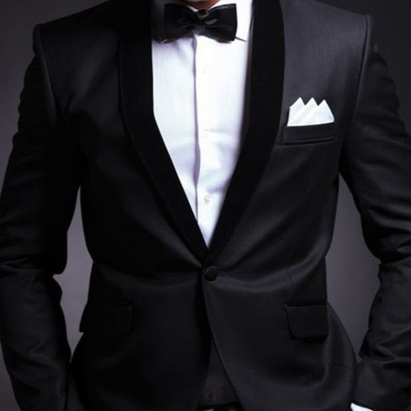 Voguable Black Wedding Tuxedo for Groom 2 Piece Slim Fit Men Suits Set Shawl Lapel Custom Prom Business Boyfriend Jacket with Pants 2022 voguable