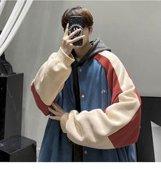 Voguable Baseball uniform men's winter thick casual jacket Korean style trendy handsome jacket  Hong Kong style plus fleece top cool voguable