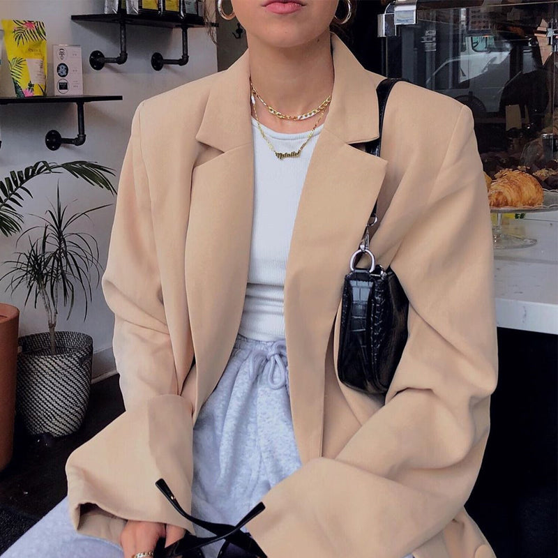 Voguable  long sleeve pure oversize coat blazer autumn winter women streetwear outfits windbreaker female tops voguable