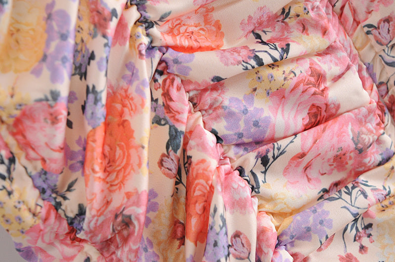 Voguable  Sweet Floral Print Sling Sexy Dress Women Chic Lace Trim V Neck Sleeveless Draped  Bodycon Mini Dress Party Robe Femme voguable