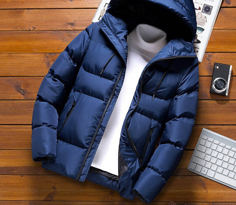 Voguable Quality Mens Parka Winter Jacket Men New Cotton Padded Puffer Jackets Men Fashion Top Zipper Up Solid Color Outerwear Coats voguable
