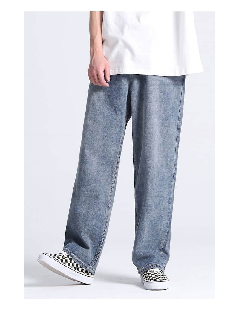 Voguable Men's and women's jeans American loose denim daddy pants men's oversize straight wide-leg mopping wash jeans trend streetwear voguable