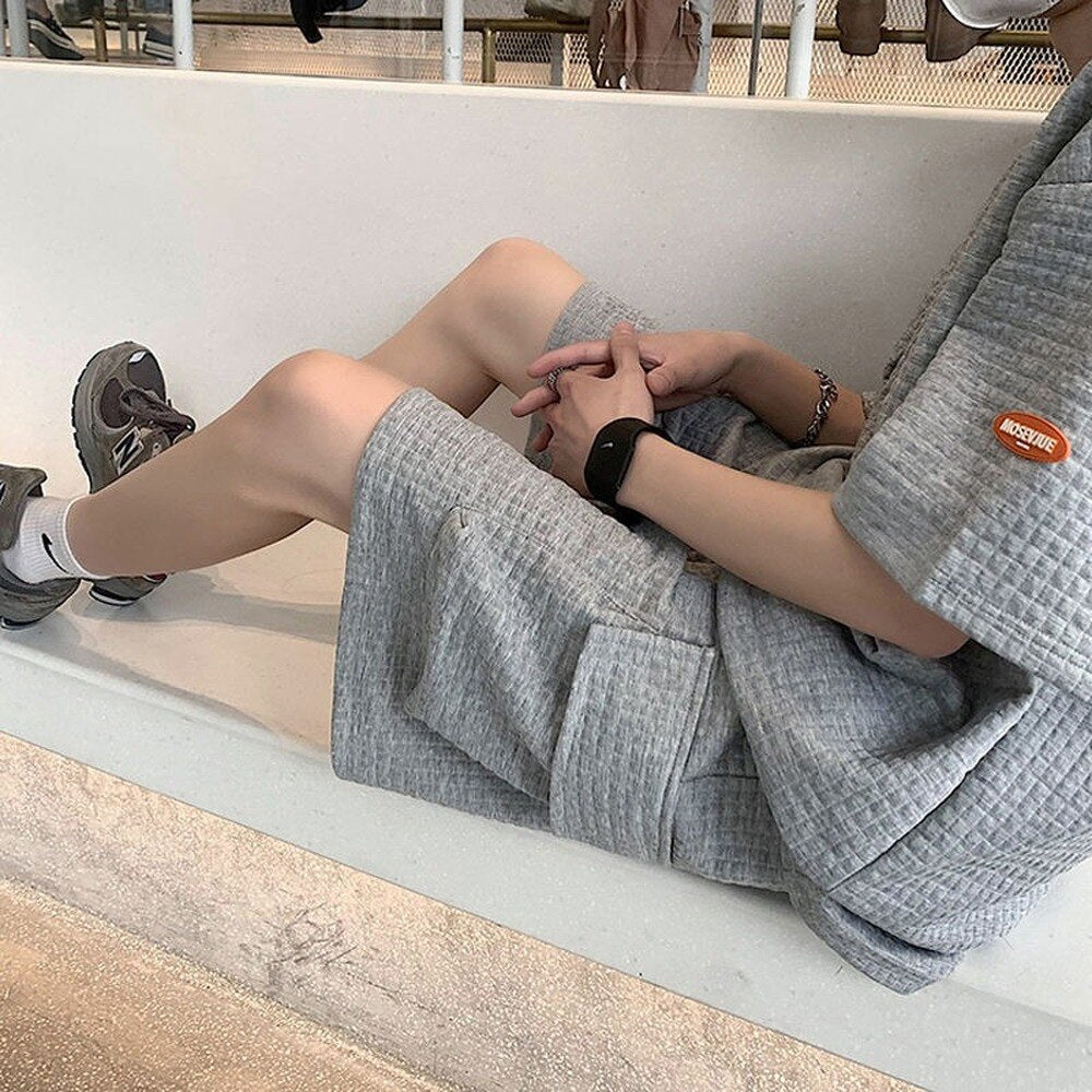 Voguable  Men Short Sleeve Tee Oversized T-shirts Men's Sets Male Chic Casual Clothing Summer Cargo Shorts Set Two Piece Loose Tracksuit voguable