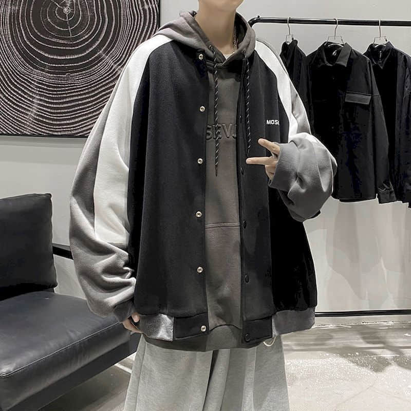 Voguable Baseball uniform men's winter thick casual jacket Korean style trendy handsome jacket  Hong Kong style plus fleece top cool voguable