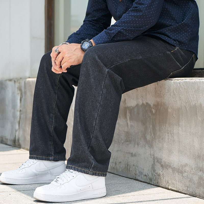 Voguable Baggy Pants Men Big Size Jeans Denim Loose Straight Long Trouser Man Style Street Outdoor Clothing 32-48 voguable