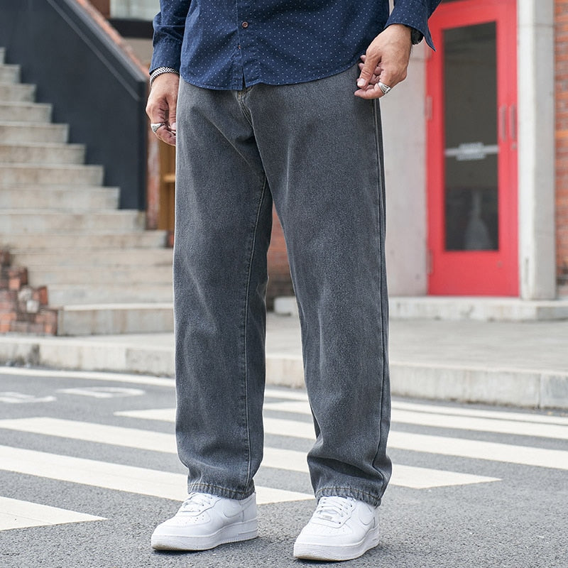 Voguable Baggy Pants Men Big Size Jeans Denim Loose Straight Long Trouser Man Style Street Outdoor Clothing 32-48 voguable