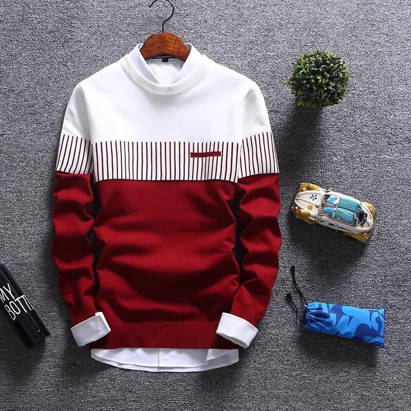 Voguable Sweater Men's Winter Pullover Men 2022 Autumn Slim Fit Striped Knitted Sweaters Mens Brand Clothing Casual pull homme hombre voguable