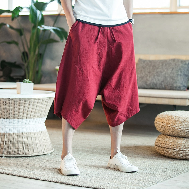 Men Harajuku Harem Pants Mens Summer Cotton Linen Joggers Pants Male Vintage Chinese Style Sweatpants Fashions voguable