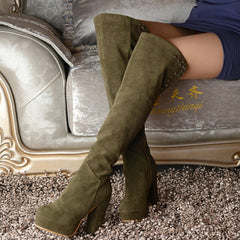 New Fashion Spring Winter Women Black Knight Boots Sexy Over the Knee Boots High Heels Platform Long Bota Feminina Plus Size 46 voguable