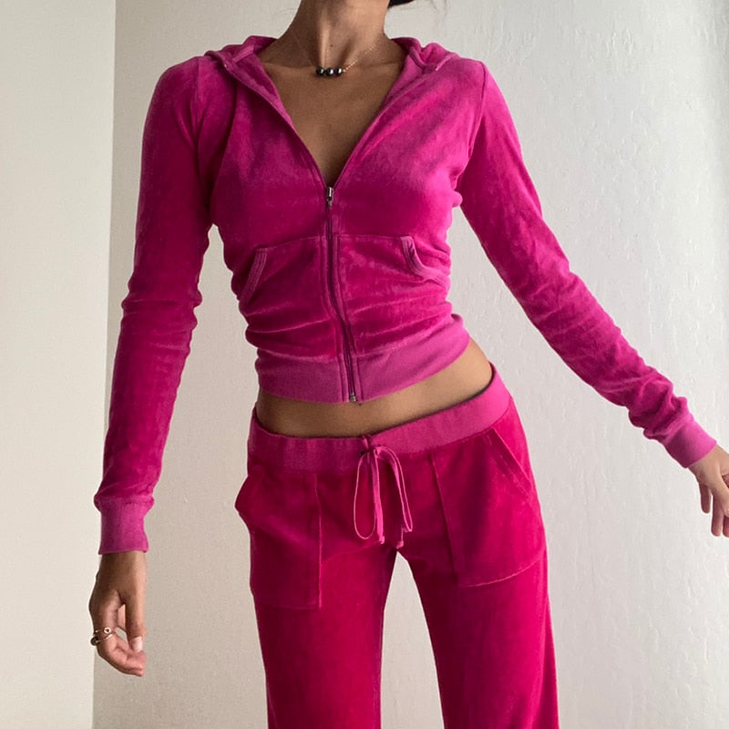 Voguable  Casual Velvet Crop Top Winter Jacket Women Green Pink Zip Up Hoodies Coats Ladies Fashion Skinny Overcoat Streetwear voguable
