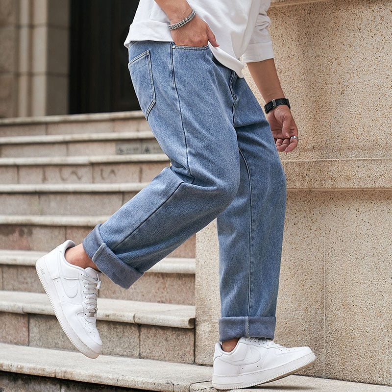 Voguable Baggy Pants Men Big Size Jeans Denim Loose Straight Long Trouser Man Style Street Outdoor Clothing 32-48 voguable