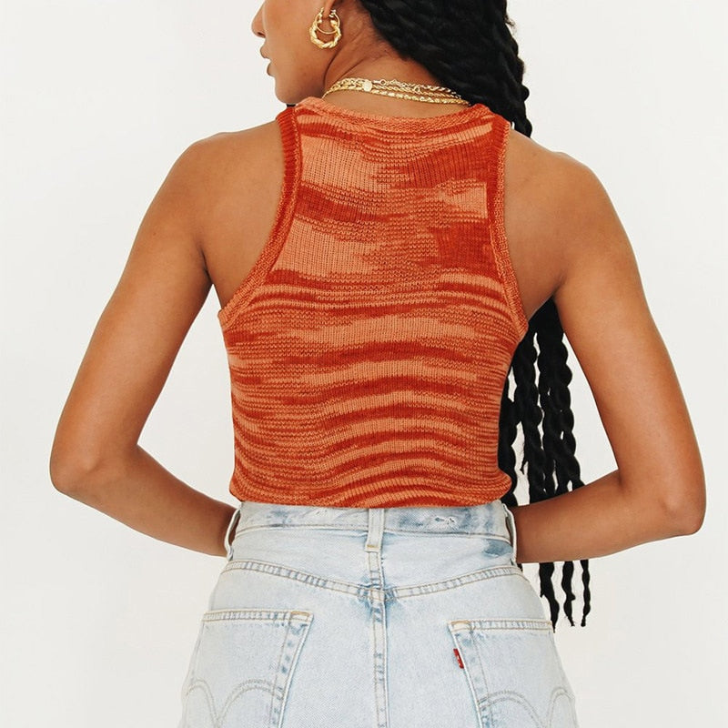 Women Vest Tanks Crop Top Sexy Sleeveless Round Neck Knitted Slim Tank Tops Clothes Tees for Female Ladies Summer 2021 New voguable