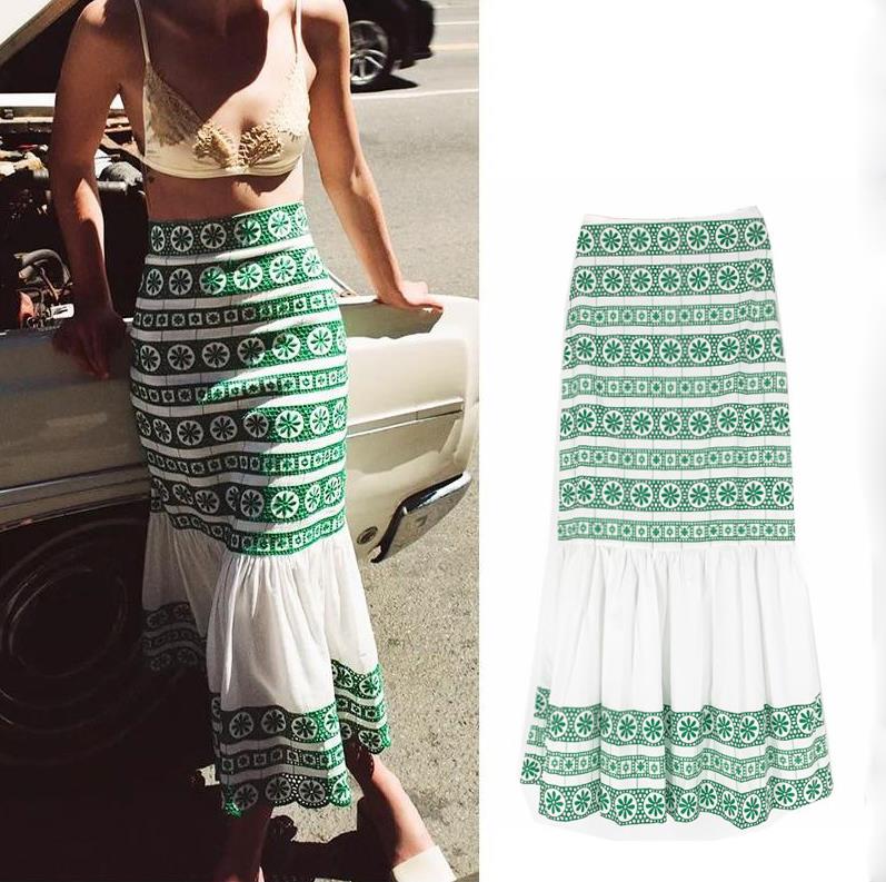 Voguable  Summer Bohemian Skirts Autumn New Sexy Women's Beachwear Cover-Ups Skirts Fashion Ladies Floral Printing High Waist Long Skirt voguable