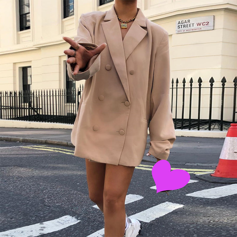 Voguable  long sleeve pure oversize coat blazer autumn winter women streetwear outfits windbreaker female tops voguable