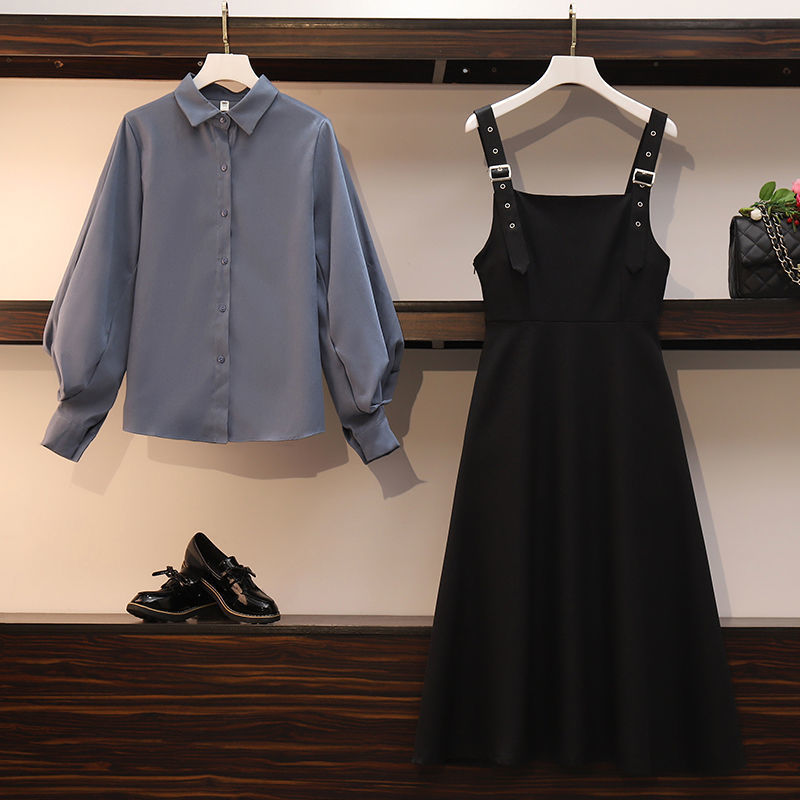 Voguable  Dress Sets Women Plus Size 4XL Chic Fashion Elegant Office Lady Outfits 2 Piece Korean Fall Basic Simple Female Shirts Vestido voguable