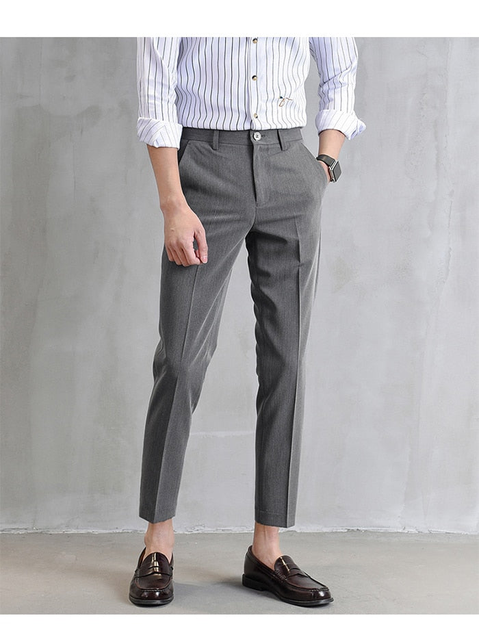 Voguable 2022 New Thin Casual Pants Korea Style Straight Slim Suit Bottoms 3 Colors Classic Fashion Business Leisure Solid Color Trousers voguable