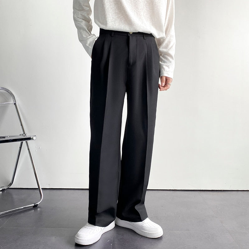 Voguable  Men Suit Pants Solid Full Baggy Casual Wide Leg Trousers for Men Khaki Black White Japanese Style Streetwear Oversize Pants Man voguable