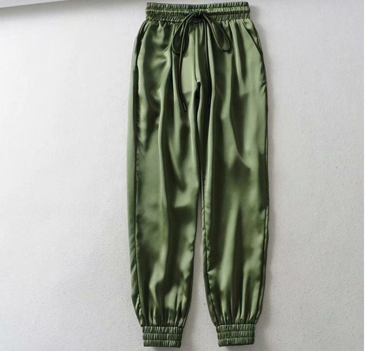 Voguable  Elastic High Waist Pants Women Brand Jogger Sweatpants Satin Fashion Pink Pencil Pants Streewear Fitness Trousers Pantalon Femme voguable