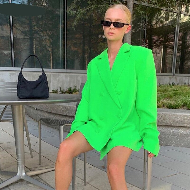 Voguable  long sleeve pure oversize coat blazer autumn winter women streetwear outfits windbreaker female tops voguable