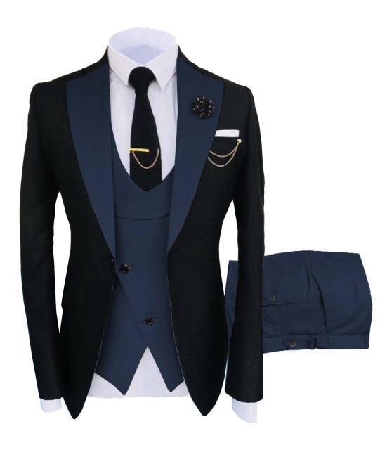 Voguable New Arrival Men Suits 2022 Slim Fit Business Suits Groom Wear Black Tuxedos for Formal Wedding Suit Jacket Pant Vest 3 Pieces voguable