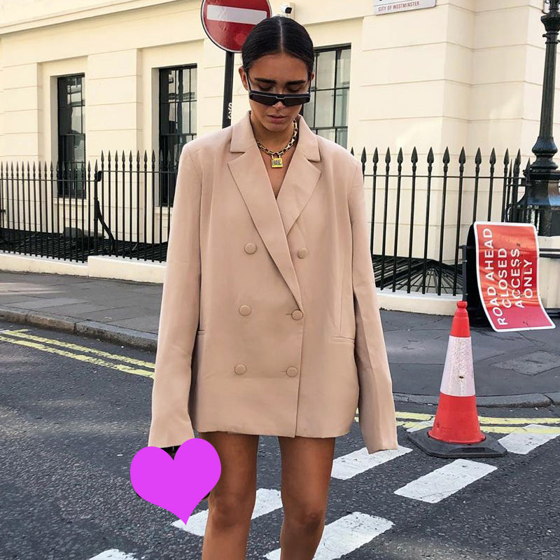 Voguable  long sleeve pure oversize coat blazer autumn winter women streetwear outfits windbreaker female tops voguable