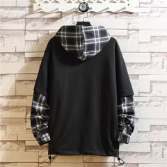 Voguable 2022 Autumn Spring Black Patchwork Hoodies MEN'S Sweatshirts Hiphop Punk Streetwear Casual Pullover voguable