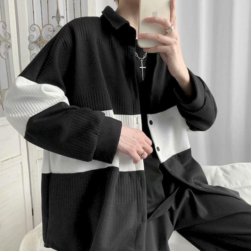 Voguable 2021 Spring Women's Knitted Jacket Men's Clothing Hong Kong Style Korean Fashion Casual Loose Long Sleeve Niche Cardigan Jacket voguable