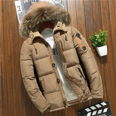 Voguable Best Winter Jacket Men White Duck Down Parkas Men's Thick Warm Snow Hooded Parka Jacket Overcoat Windbreaker doudoune homme voguable