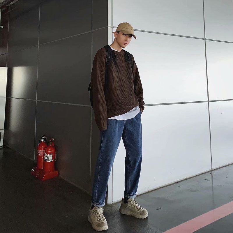 Voguable Y2K O-neck sweater for men women 2021 new autumn winter casual base jerseys oversize fashion lightweight Korean hip hop sweater voguable