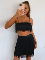 New Women Summer Tassel Dress Elegant Club Party Dress Sexy Off Shoulder Tassel Embellished Mini Fringe Dress voguable