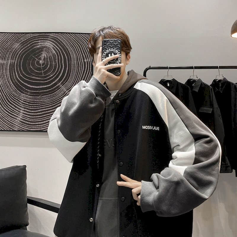 Voguable Baseball uniform men's winter thick casual jacket Korean style trendy handsome jacket  Hong Kong style plus fleece top cool voguable