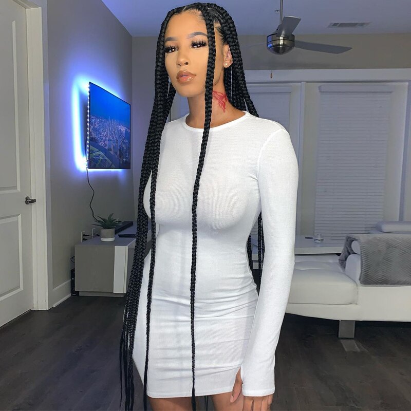 Voguable   2022 Long Sleeve Bodycon Sexy Mini Dress Autumn Winter Women Fashion Streetwear Outfits Party Club Wear voguable